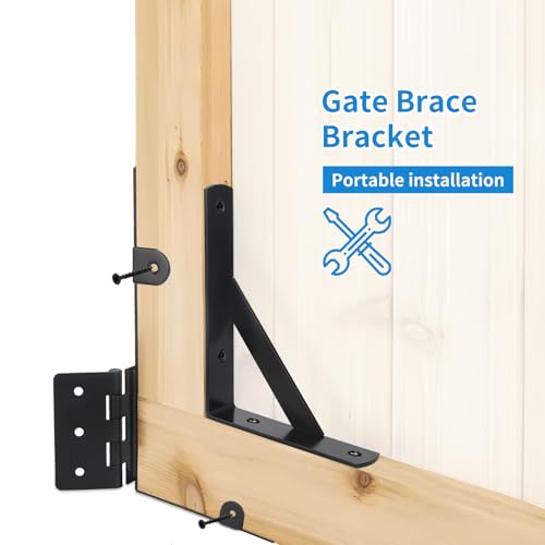 Fence Gate Kit Gate Hardware, Corner Brace Brackets Anti Sag Gate Kit Heavy Duty Gate Hardware for Wooden Fence with Latch,Works for Shed Doors, Driveway Gates, Corral Gates, Wood Windows（2 Set) by WECABL - Image 4