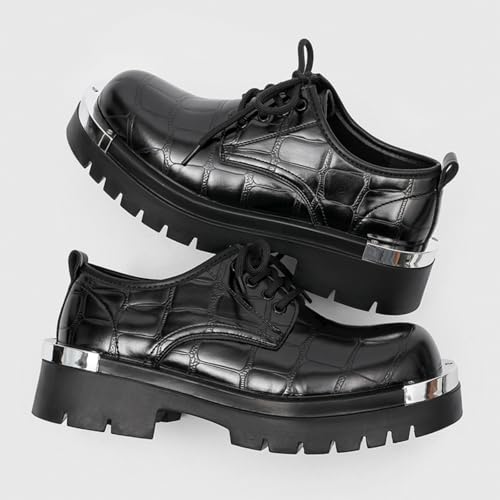 Men's Trendy Textured Platform Oxfords, Fashionable Formal Footwear - Perfect for City Explorations, Business Events & Daily Wear4