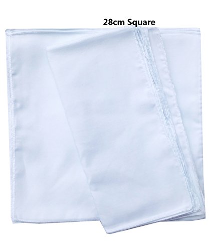 Plain White Cotton Handkerchiefs Women Solid Wedding Hankies -Square 28cm