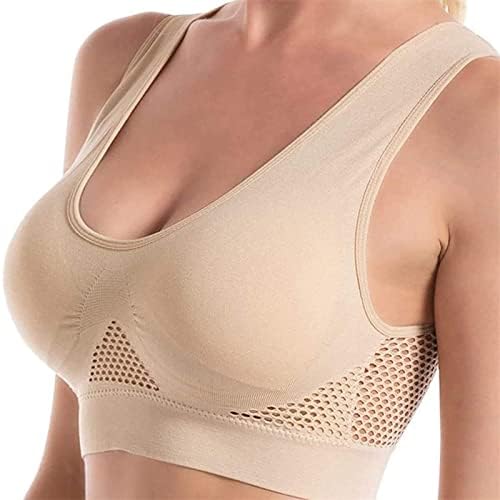 Breathable Cool Lift Up Air Bra - Seamless Wireless Cooling Comfort Breathable Bra with Removable Pads(Beige,X-Large)