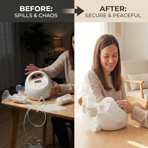 Bottle Holder Attachment for Spectra S1 S2 Breast Pump, Dual Storage & Hose Organizer for Spectra Accessories (Square Hole/New Models), Anti-Spill Pumping Station & Ideal Gift for New Moms - 4