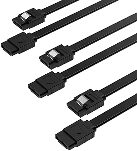 SABRENT SATA III (6 Gbit/s) Straight Data Cable with Locking Latch for HDD/SSD/CD and DVD Drives (3 Pack 20 Inch) in Black (CB-SFK3)