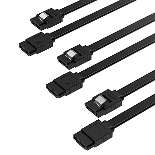 SABRENT SATA III (6 Gbit/s) Straight Data Cable with Locking Latch for HDD/SSD/CD and DVD Drives (3 Pack 20 Inch) in Black (CB-SFK3) by SABRENT - Used condition - US$6.09