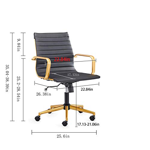 Black And Gold Office Chair Gold Home Office Chair Functional Ergonomic Leather Office Chair Comfortable Office Big Chair Swivel Rolling Computer Desk Chair With Lumbar Support 320+Lb Gold Black #TOP6