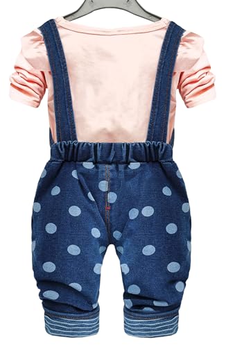 Image of Baby Pant Set, Toddler Overalls Set, Ripped Jean Workwear Set, Pink Flower Cute Cartoon