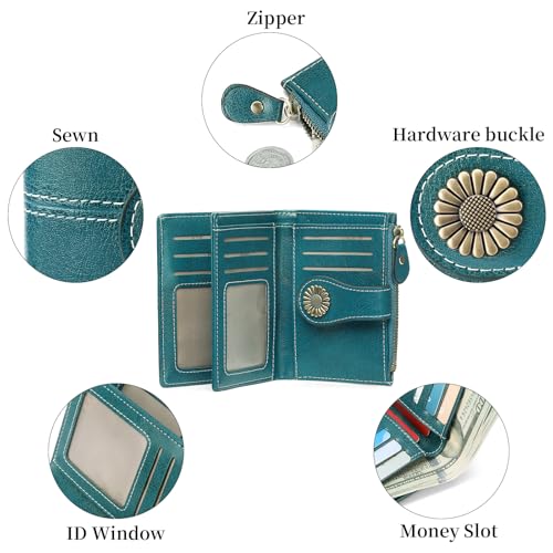 SENDEFN Portefeuille Femme Cuir Porte Monnaie Femmes Porte-Cartes Portefeuille Zippé Femmes avec 16 Emplacements pour Cartes Anti RFID Portefeuilles – vue 4