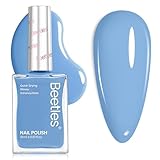 Beetles Light Blue Nail Polish - Beach Bliss, Pastel Nail Polish Blue Quick Dry, Soft Sky Sea Color Spring Nails, Long-Lasting Pastel Nails, Fingernail Art Effect for Manicure Salon - 0.51Fl Oz/15ML