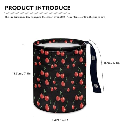Image of Red Cherry Car Trash Can - Cute,Portable,Collapsible Back Seat, Front Console, Floor, or Hanging Headrest Waste Basket Car Garbage Bag