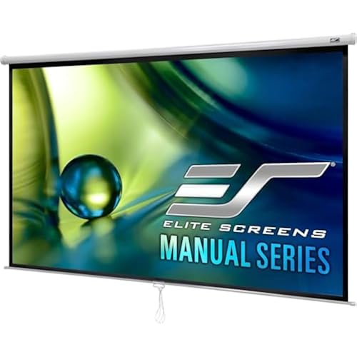Elite Screens Manual Series, 80-INCH, 4:3 Aspect Ratio. Manual Pull Down Projector Screen with AUTO LOCK for Home Movie Theater, 8K / 4K Ultra HD 3D Ready, M80NWV, White
