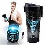 HouseUp 3 in 1 Electric Protein Shaker Bottle【15s Clump-Free Shakes】【USB Rechargeable】【Leakproof & Silent 】 for Gym/Travel, 700ml Smart Blender (Black)