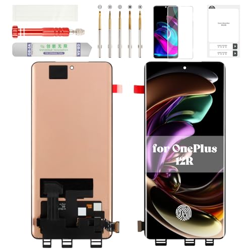 Original for OnePlus 12R Screen Replacement for OnePlus 12R LCD Display for OnePlus 12R Digitizer Touch Screen Assembly Repair Kit CPH2609 CPH2585 CPH2611 Black (with Fingerprint Function)
