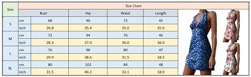 Women Cutout Mini Dress Y2K Sexy Floral V Neck Halter Bodycon Dress Backless A-Line Hip Dress Summer Club Wear 5 Women Cutout Mini Dress Y2K Sexy Floral V Neck Halter Bodycon Dress Backless A-Line Hip Dress Summer Club Wear