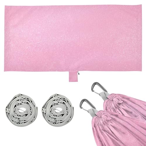 SDMKA Pink Glitter Texture Camping Hammock, 330 lbs with 2 Tree Straps, Carry Bag, Single Portable Hammock for Outdoor/Indoor, Hiking, Beach, Backpacking, Travel