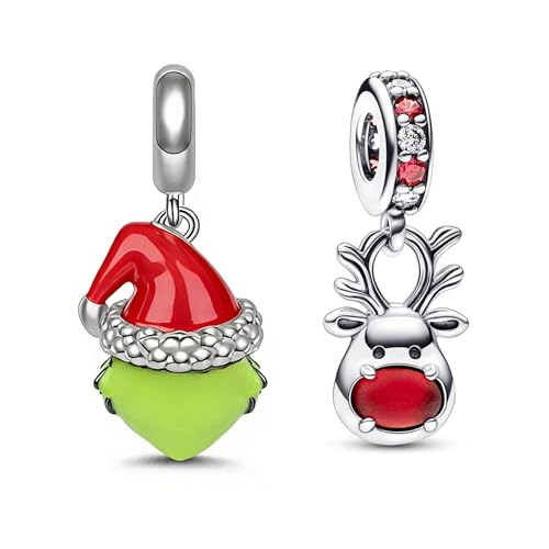 Qulmlxis Frog Heads and Red-Nosed Reindeer Fashion Charms Compatible for Bracelets,S925 Sterling Silver Charms,For Women Jewelry Present by Qulmlxis - Used condition - US$19.64
