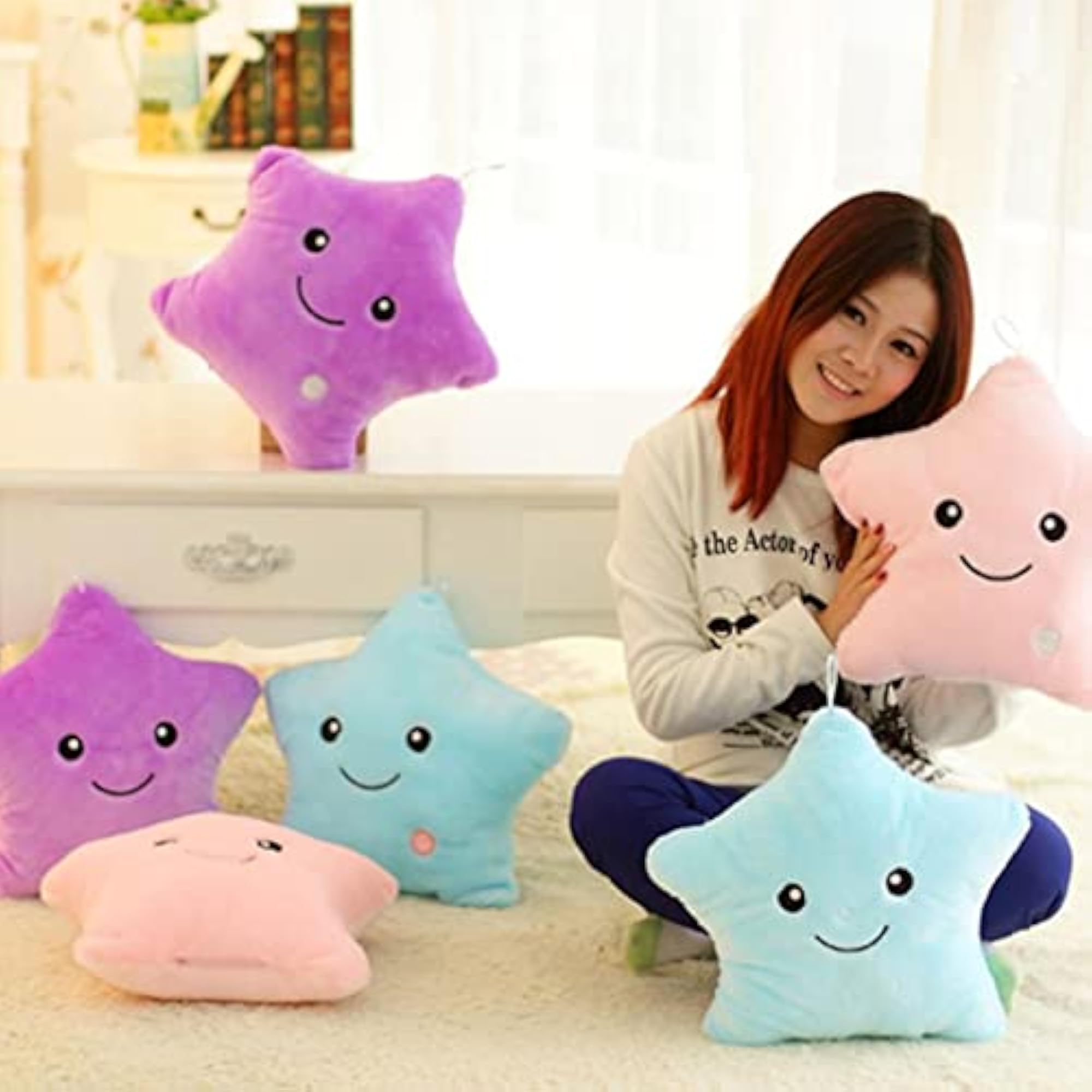 Colorful LED Luminous Star Plush Pillow Cushion