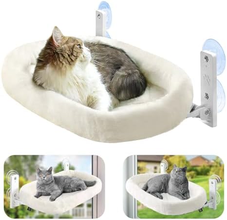 Cama Rede para Gatos Suspensa de Janela Almofada Dobrável Estrutu...
