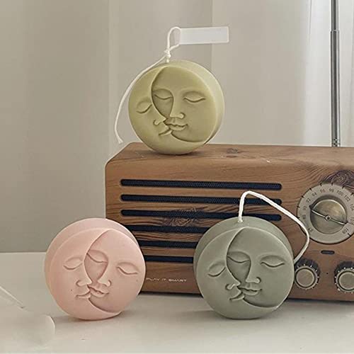 Dutyrow Molde de vela de silicone para rosto de sol e lua, molde de artesanato 
