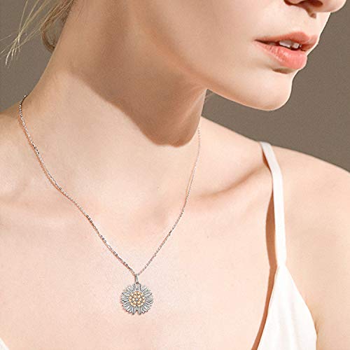 You Are My Sunshine Necklace Sterling Silver Sunflower Necklace For Women Locket With Engraved Hidden Message Pendant Jewelry Gifts For Her #TOP1