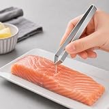 Fish Bone Tweezers, Stainless Steel Precision Tweezers with Flat and Slant Tips, Fish Bone Remover, Poultry Feather Plucker and Kitchen Food Preparation Tool, 11.68 cm