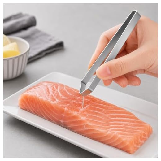 Fish Bone Tweezers, Stainless Steel Precision Tweezers with Flat and Slant Tips, Fish Bone Remover, Poultry Feather Plucker and Kitchen Food Preparation Tool, 11.68 cm