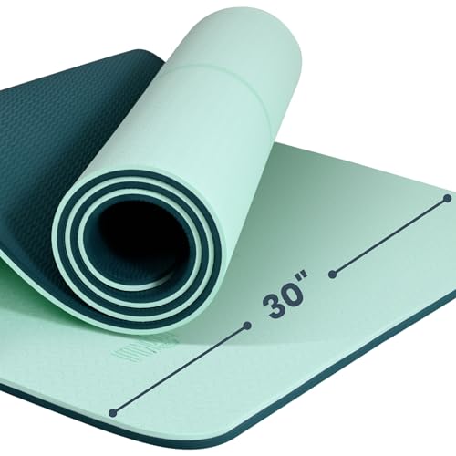 Gogokiwi Thick Yoga Mat 2/5" Thick w/Carrying Strap (72“L x 30"W) for Men & Women - Non Slip Extra Wide and Long Fitness & Exercise Mat for Home Gym Workout, Floor, Pilates, and Stretching (Jade