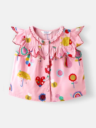 Image of Nautinati Baby Girls Printed Flutter Sleeve Top with Shorts Clothing Set | Age 0-3 Years