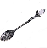 Vista 6 de Cuchara de cabeza de cristal, barra de comedor, mini cuchara de café, cubiertos, cuchara de té de postre, estilo real, estilo vintage, aleación