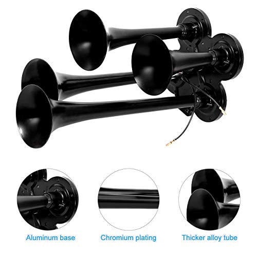 Partol Quad Trumpet Train Air Horn Car Air Siren 12V/24V 150DB Powerful Loud Vehicle Modified Air Horns for Police Car Vehicle Truck Motorcycle Lorry Boat SUV Train