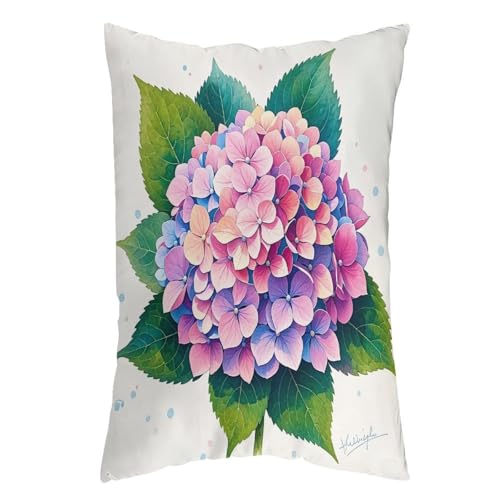 Watercolor Hydrangea Pillow Case Super Soft Breathable Smooth Pillowcase for Hair and Skin Cute Aesthetic Bed Sleeping Cooling Pillow Covers Gifts for Women Men 16 x24