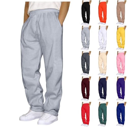 Mens Tall Sweatpants Open Bottom Wide Leg Joggers Lounge Pants Light Gray
