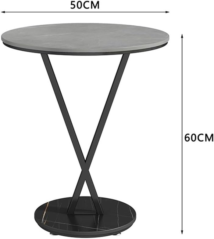 Side End Table Luxurious Marble Round Side Table Compact Sofa Side Cabinet, Modern Coffee Table, Balcony Accent Table, Bedside Nightstand Accent Coffee Table for Living Room Bedroom Office(Gris)