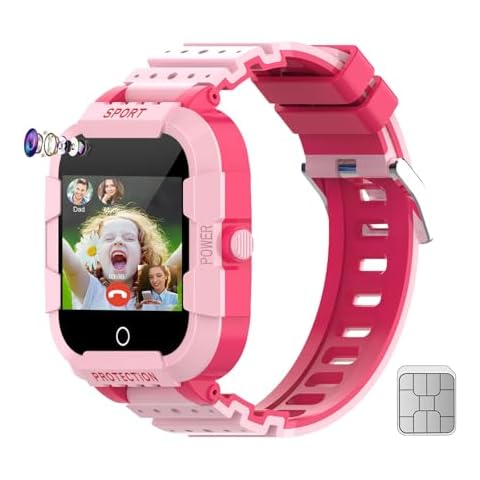 Wonlex 4G GPS Smart Watch for Kids with SIM Card, 1.4" Touch Screen Kids Smartwatch for Boys Girls Gift, Kids Phone Watch with Video Calls/Voice Chat/Camera/Music/Alarm/SOS/Pedometer(K-Pink) Cover