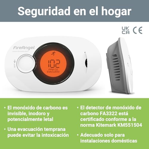 Miniatura 3 de Fireangel Detector De Monóxido De Carbono Digital Con Batería Sellada De 10 Años De Duración Fa3322 - Alarma De Co, Humedad Y Temperatura Portátil