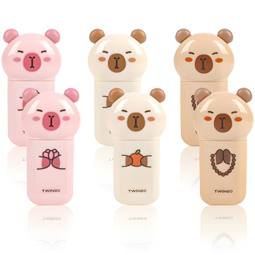 Mini stylo correction japonais Capybara : lot de 6 correcteurs à ruban kawaii pour la rentrée