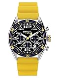 breil midway anni 90 Vetro MINERALE Breil Orologio UOMO SCORE quadrante MONO-COLORE NERO movimento CHRONO QUARZO e CINTURINO SILICONE GIALLO EW0635