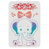 FINGERINSPIRE Baby-Elefanten-Schablone 29,7x21cm Süßes Baby-Elefanten-Malschablone für Heimwerker-Elefanten Wiederverwendbare Kunststoffschablone zum Malen auf Holzfliesen Papier Stoff Bodenwand