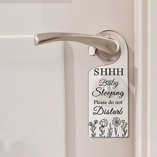 Image of CHGCRAFT 2Pack Baby Sleeping Door Hanger - Acrylic Notice Cute Baby Room Sign Decorations for Home, Living Room, Bedroom, Kindergarten - Gift for Parents