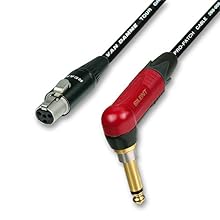 Works with LINE 6 G50, G55, G90, Shure, LD, Rocket, Ashdown Wireless Van Damme Thin Pro-Patch Lite Cables Wires Neutrik Silent Collared Jack Plug Gold Red REAN 3-pin tiny mini-xlr connector belt-pack guitar cable connection