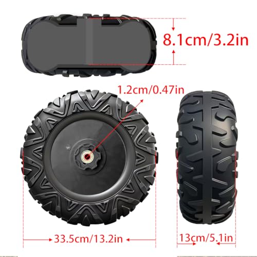 2Pack 33CM/13\'\' EVA Solid Compound Tire for Power Wheels Ride on Car Alligator Tires Wheels Upgrade,1.2CM/0.47in Aperture Front/Rear Wheel for Car/SUV/UTV/ATV/Motorcycle Replacement Parts - Thumbnail 2