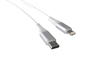 Wahoo Type C-Lightning 27Watt PD Hızlı Şarj Kablosu (Beyaz/Gümüş Metal) (100 CM)