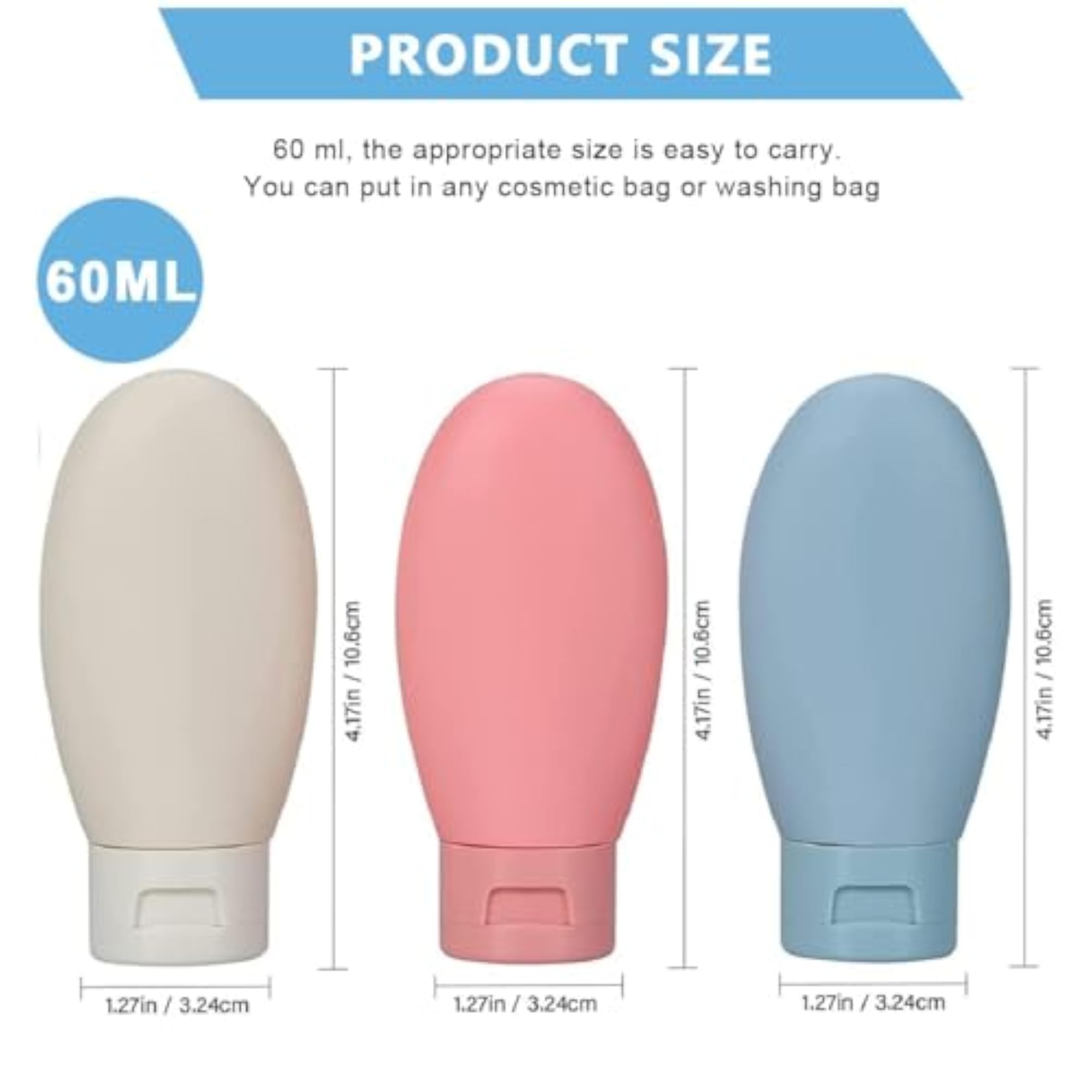 Pack of 3 Silicone Travel Bottles Set for Toiletries