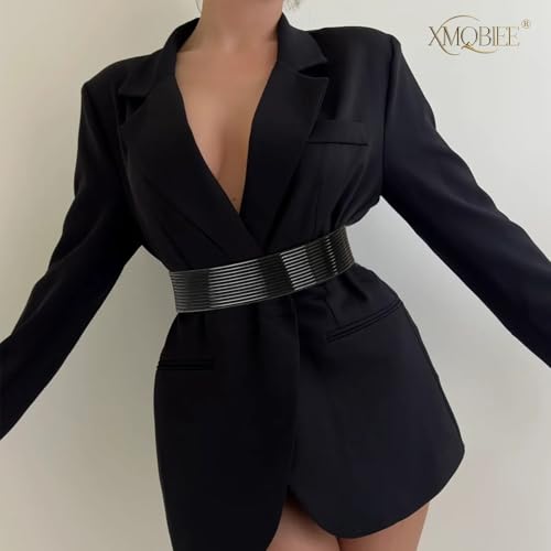 Women Wide Elastic Belt, Black Gold Silver Stretchy Waist Corset for Dresses3