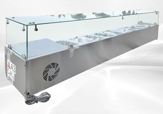 cooler depot Commercial Refrigerated Countertop Sandwich preparation table condiment station Width 71 36F~54F 115v Salad Toppings Salsa Bar Prep Table CS-1800