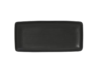 Tuxton China VBZ-107Y Tray, 10-7/8" x 5" x 1"H, Rectangular, Embossed, Microwave and Dishwasher Safe, Oven Proof, Fully Vitrified, Porcelain, TuxTrendz, Zion, Matte Black, Pack of 12