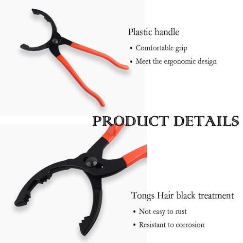Image of Salior 12'' Oil Filters Removal Specialty Tool Oil Filter Wrench, 3-Position Adjustable+15Bent Angle Head Design Oil Filter Pliers for 45-150mm Engine Filters, Conduit, Fittings (Orange)