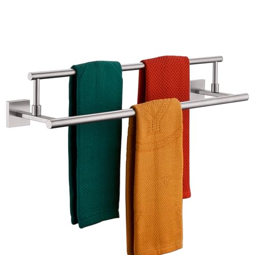 KOKOSIRI Bath Towel Holders Brushed Nickel Bathroom Rack 24-Inch Double Towel Bars Rails for Garage Kitchen Stainless Steel B5009BR-L24 by KOKOSIRI - Used condition - US$26.74