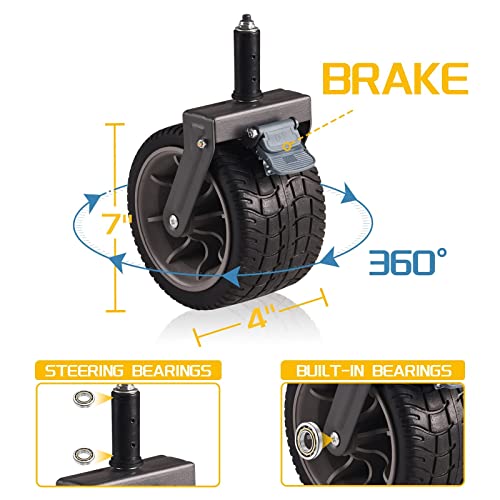 Uidyggd Folding Wagon Cart Roomy Interior Large Carrying Capacity Big Wheels Brakes Adjustable Handle Sturdy Portable Rolling Heavy Duty Collapsible Cart Utility Camping Sport Cart #TOP2