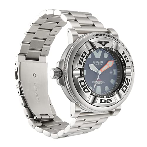 SHANGPULE Silver Adapters and 24mm Stainless Band Compatible with Citizen Eco-Drive Promaster BJ8050 Sea Dive Watch, Waterproof, Suitable for Diving and Fitness Daily Wear