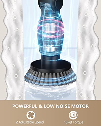 Leebein 2023 Electric Spin Scrubber, Cordless Cleaning Brush With 8 Replaceable Brush Heads, Adjustable Extension Handle, 2 Speeds & Remote Control, Power Cleaning Scrub For Bathroom Floor Tile Car #TOP2