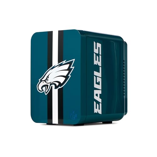 Ukonic NFL Philadelphia Eagles 6-Can Mini Fridge &ndash; 4L Thermoelectric Cooler, AC/DC Powered, Portable, Team Logo, for Home, Car, Tailgates & Travel
